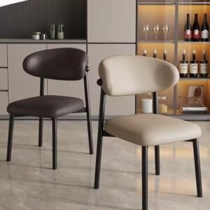 ergonomic modern design leather upholstered padded seat curved back stable dining chair