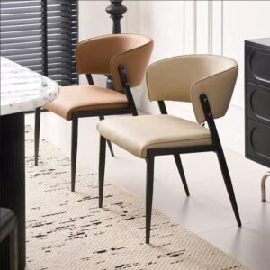 factory wholesale modern minimalist leather dining chairs soft upholstery with backrest for home/hotel/restaurant