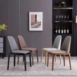 oem modern nordic dining room hotel chairs backrest pu leather upholstery solid wood legs eco friendly ergonomic apartment