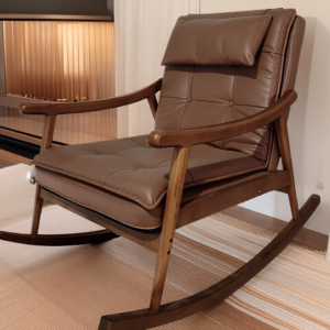 factory direct wood balcony reclining fabric recliner leisure hotel living room rocking lounge chair