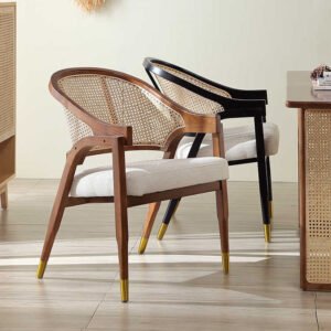 solid wood frame dining chair ergonomic design comfortable cushioned seat anti slip home chair