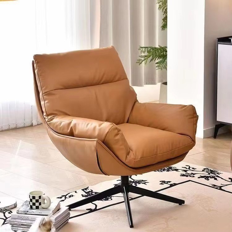 rotating leather swivel single leisure sofa chair modern minimalist living room balcony lazy recliner rotating leather swivel single leisure sofa chair modern minimalist living room balcony lazy recliner