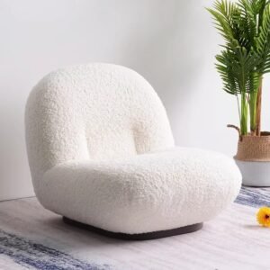 italian cozy lamb wool swivel accent chair single white boucle fabric sherpa chair furniture living room gubi pacha lounge chair