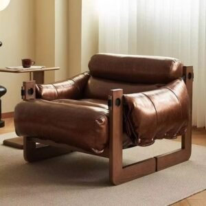 italian vintage design single seat recliner sofa bed with artificial leather and legs for living room