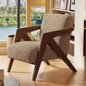 single person designer solid wood sofa chair for home living room balcony hotel leisure use