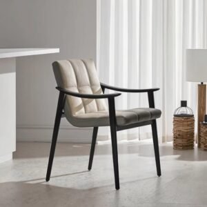 italian minimalist dining room furniture solid wood frame leather arm dining chairs