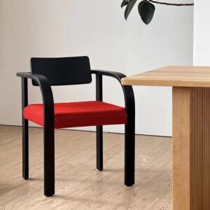oem french retro curved solid wood armrest backrest non foldable designer restaurant hotel dining chair