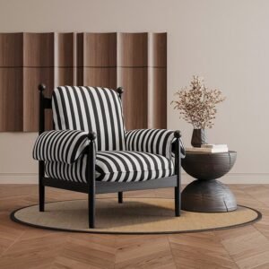 french retro solid wood boucle accent chair small space living room balcony lazy sofa medieval fabric single armchair