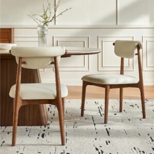 modern solid wood vintage dining chairs nordic comfortable upholstered leather furniture home office hotel events restaurant