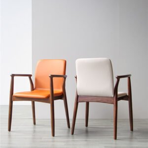 solid ash wood luxury modern dining chair with armrest and backrest for home office and restaurant use