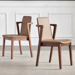 modern luxury fashionable imitation leather solid wood dining chairsfor hotels, resorts, villas, homes