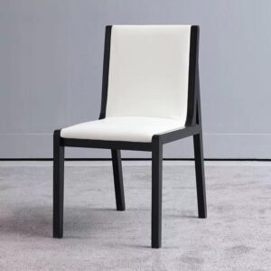 traditional european style solid ash wood dining chair with faux leather upholstery for home hotel & apartment use