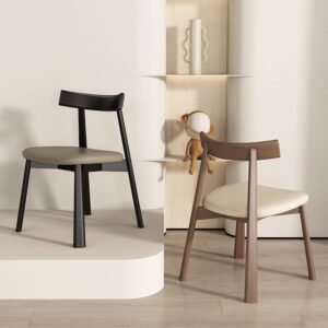 modern home backrest dining chair medieval style hotel solid wood horn black dining chair