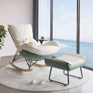 hot selling lamb wool with solid wood frame metal legs bedroom accent chair rocking chair