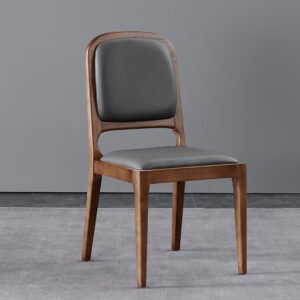 midcentury ergonomic teak dining chair with pu leather backrest and plywood panel solid wood for home office restaurants