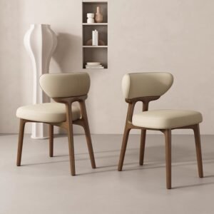 modern fashionable solid wood dining chair with leather soft seat for home hotel restaurant living room use