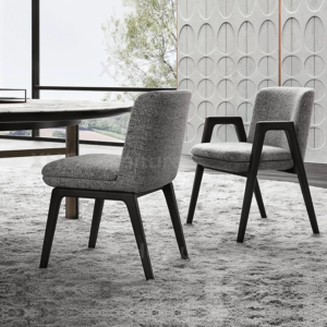 premium durable fabric backrest cushion solid wood armrest high quality elegant apartment villa living dining room chair