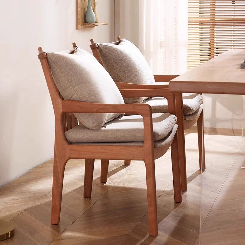 solid wood nordic dining chair with armrest backrest soft upholstery comfortable for long time sitting at home or restaurant solid wood nordic dining chair with armrest backrest soft upholstery comfortable for long time sitting at home or restaurant