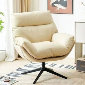 Home rotating leather swivel single leisure sofa chair modern minimalist living room balcony lazy recliner