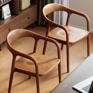 all solid wood dining chair with soft padded backrest – modern simple nordic italian light luxury, octagonal shape for home use