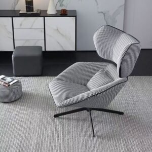 customized modern italian minimalist style fabric single rotatable swivel sofa chair for dining leisure living room bedroom