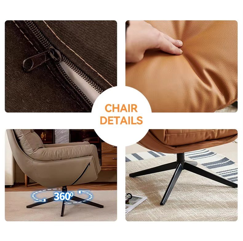 rotating leather swivel single leisure sofa chair modern minimalist living room balcony lazy recliner rotating leather swivel single leisure sofa chair modern minimalist living room balcony lazy recliner