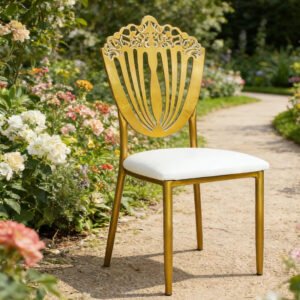 wholesale luxury modern hotel furniture gold stainless steel stackabl engrave back dining banquet wedding chair for events