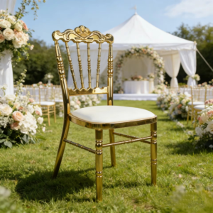 new design factory price stackable luxury iron plating party event chairs for wedding banquet hall