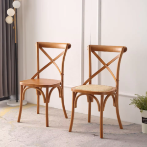 cross back chair with rattan cushion natural wood wedding event stackable dining crossback chairs